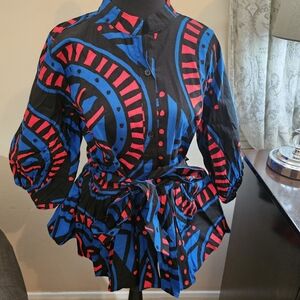 Vibrant Black and Blue Women's Top